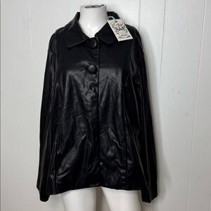 Ethyl Black vegan leather coat jacket new size XL